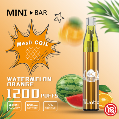 650mah 1200 Puffs Vape، سیگار بخار 22x110mm E بدون تعمیر و نگهداری