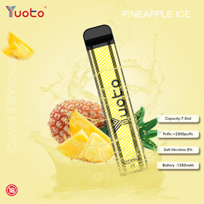 Yuoto 2500 Puffs 23 flavors 7 ML ظرفیت باتری 1200 میلی آمپر ساعت Mint Ice