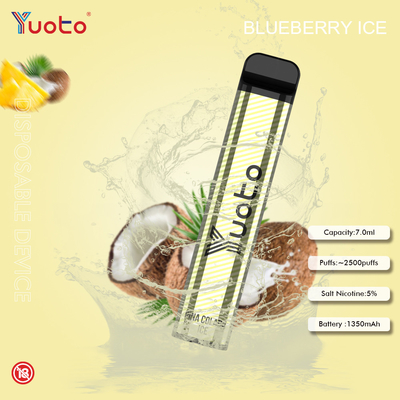 Yuoto 2500 Puffs 23 flavors 7 ML ظرفیت باتری 1200 میلی آمپر ساعت Mint Ice