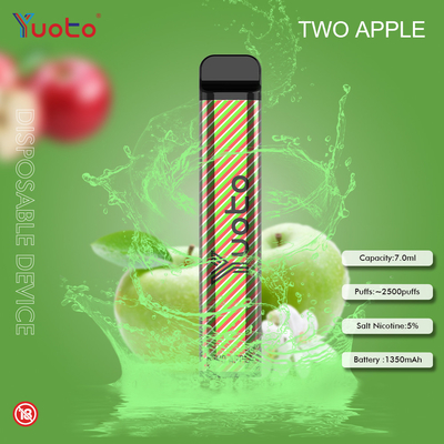 Yuoto 23 Flavors 7.0ML 2500 Puffs Vape یکبار مصرف 1200MAh باتری 5% نیکوتین