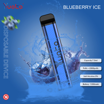 Yuoto 2500 Puffs 23 flavors 7 ML ظرفیت باتری 1200 میلی آمپر ساعت Mint Ice