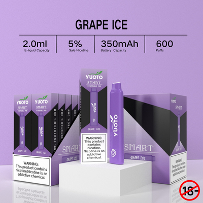 2022 جدید چند طعم میوه ای Yuoto Smart 600 Puffs 5% نیکوتین یکبار مصرف قلم ویپ