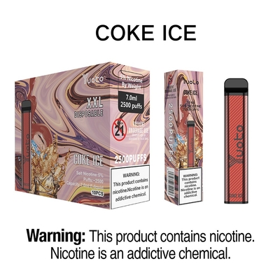 چوب سیگار الکترونیکی Yuoto xXL 2500 Puffs یکبار مصرف Vape Coke Ice 7ml ظاهر شیک
