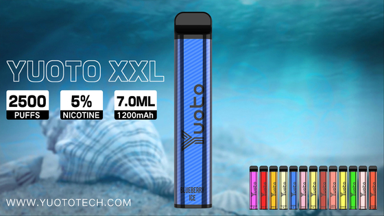 قلیان قلمی یکبار مصرف Yuoto XXL 2500 Puffs با باتری 7 میلی لیتری E-Liquid 1200mAh مستقیماً از کارخانه چین