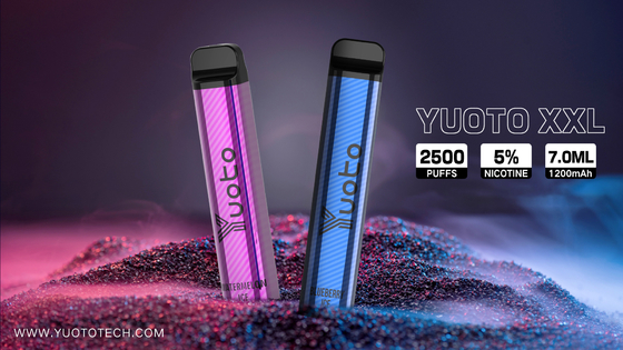 قلیان قلمی یکبار مصرف Yuoto XXL 2500 Puffs با باتری 7 میلی لیتری E-Liquid 1200mAh مستقیماً از کارخانه چین