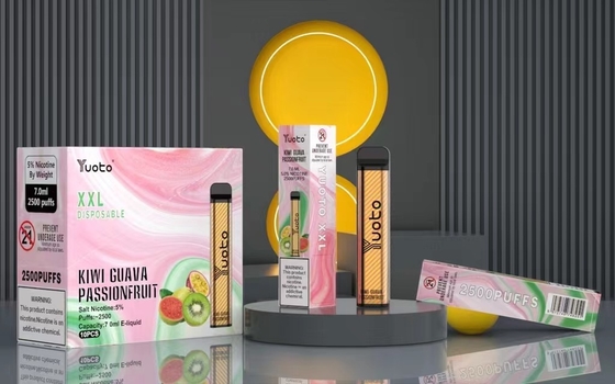 100% اورجینال Yuoto Xxl یکبار مصرف Vape 2500 Puff 7ml ظرفیت مایع