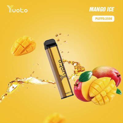 Yuoto xxl 2500 Puffs یکبار مصرف Vape Pod Mango ice Flavor 7ml Ejuice 1200mAh باتری از کارخانه چین