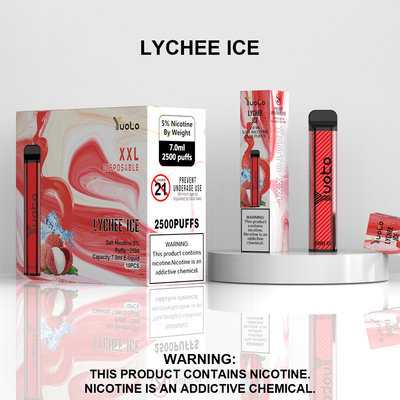 Yuoto XXL 2500 Puffs یکبار مصرف ویپ قلم لیچی یخ با 7 میلی لیتر E-Liquid ارسال سریع به دبی