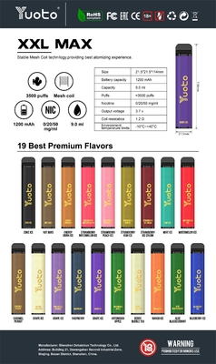 آلوئه سیاه با طعم انگور سیاه Yuoto xxl Max 3500 Puffs یک بار مصرف ویپ پف بار مش کویل سطح چرمی 9 میلی لیتر