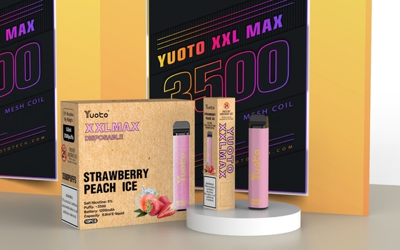 قلم یخ هلو توت فرنگی Yuoto XXL Max 3500 Puffs Electric Vape Pen با کلاف توری