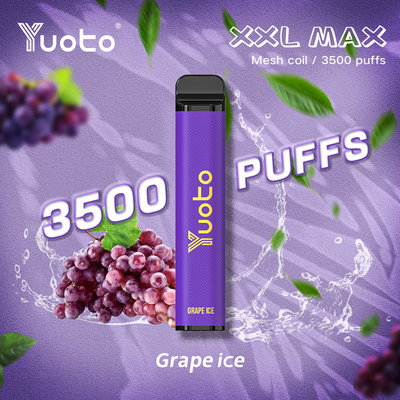 5% 2% نیکوتین XXL MAX 3500 Puffs Yuoto یکبار مصرف کویل یخ انگور ویپ