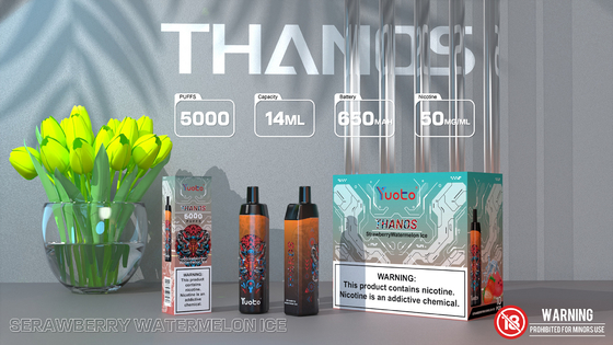 سیگار الکترونیکی قابل شارژ مش کویل، Yuoto Thanos 5000 Puffs 14ML 650mAh با نوع C