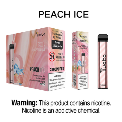 یخ هلو 2500 پاف یکبار مصرف 5% نیکل یخ Yuoto XXL 7.0ml Ejuice