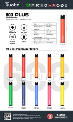 قابل تعویض 5 رنگ Tpd Vape Pod , Live 600 Puffs Cartridge Mod