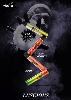 چین ایالات متحده آمریکا UK عربستان سعودی ویپ محبوب Yuoto Luscious 3000 Puffs 8ml یکبار مصرف ویپ 5% نمک نیکوتین