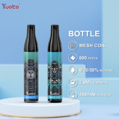YUOTO Bottle 600 Puffs Vape Pods یکبار مصرف بلوبری 2ml 20mg باتری 400mAh TPD UK