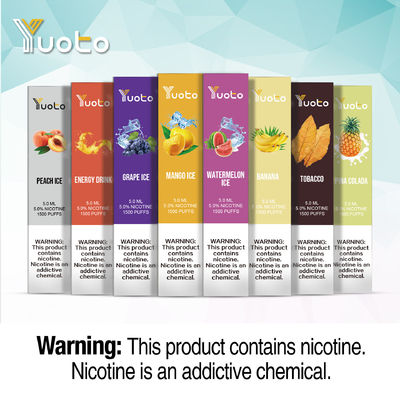 16 Flavors 1500 Puffs Vape 5.0ml Pre Fill E Juice Pre Charge نام تجاری Yuoto