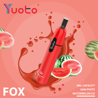 Yuoto Vape fox 3000 puffs ولتاژ خروجی آلیاژ آلومینیوم + مواد PCTG سیگار الکترونیکی