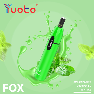 Yuoto Vape fox 3000 puffs ولتاژ خروجی آلیاژ آلومینیوم + مواد PCTG سیگار الکترونیکی