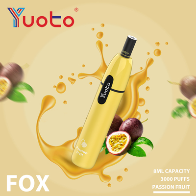 Fox 3000 Puffs Yuoto یکبار مصرف ای سیگاره Vape Paper Filter 5% Nic