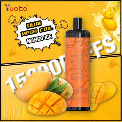 YUOTO تولید کننده DIGI 15000 Puffs Daul Mesh Coil Vape جریان هوا تنظیم شده MTL و DTL