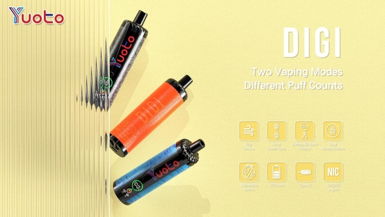 YUOTO یکبار مصرفی Vape پلاستیک AL دو لایه کش 15000 نفخ 850mAh جریان هوا تنظیم شده 23 طعم