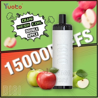 جريان هوا قابل تنظیم YUOTO 15000 پاف های یکبار مصرفی وپ با سیم پیچ دوگانه 850mAh باتری 23 طعم