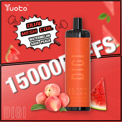 جريان هوا قابل تنظیم YUOTO 15000 پاف های یکبار مصرفی وپ با سیم پیچ دوگانه 850mAh باتری 23 طعم