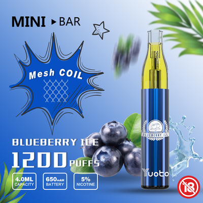 4 میلی لیتر E Liquid 1200 Puffs ویپ مش کویل 16 طعم با 5% نیکوتین