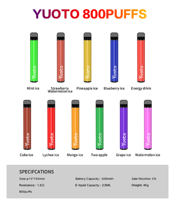 ویپ سیگ یکبار مصرف 7W-12W 100% اورجینال Yuoto Plus 800 puff 3.5V