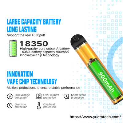 ویپ یکبار مصرف Yuoto 5 1500puffs 5ml 5% نیکوتین و مایع 900mah