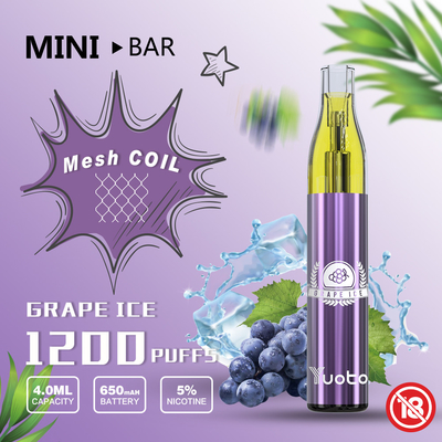 4 میلی لیتر E Liquid 1200 Puffs ویپ مش کویل 16 طعم با 5% نیکوتین