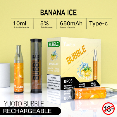 Yuoto bubble 4000 puffs 650 mah 10ml مش کویل یکبارمصرف ویپ قابل شارژ بدون جدایی پینا کولادا ecig vapor