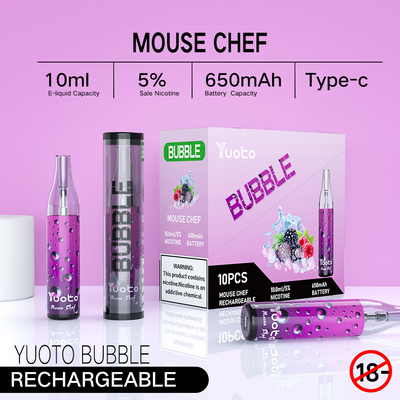 Yuoto bubble 4000 puffs 650 mah 10ml مش کویل یکبارمصرف ویپ قابل شارژ بدون جدایی پینا کولادا ecig vapor
