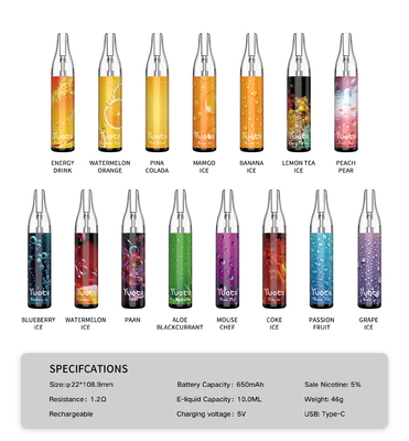 Yuoto bubble 4000 puffs 650 mah 10ml مش کویل یکبارمصرف ویپ قابل شارژ بدون جدایی پینا کولادا ecig vapor