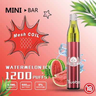 YUOTO Minibar 1200 Puff Vape 15 Flavor E Juice 4.0ml باتری 650mAh