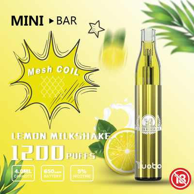 YUOTO Minibar 1200 Puff Vape 15 Flavor E Juice 4.0ml باتری 650mAh