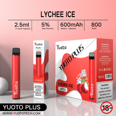 سیگ ویپ یکبار مصرف Yuoto Plus 7W-12W 100% اصل 800 پاف 3.5 ولت
