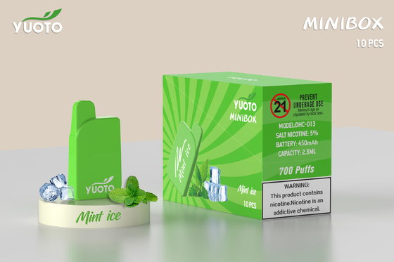 Yuoto TPD Product 700 Puffs Mini Box Vape یکبار مصرف 15 طعم آب میوه 2.0 میلی لیتر نیکوتین 2% باتری 450 میلی آمپر ساعت