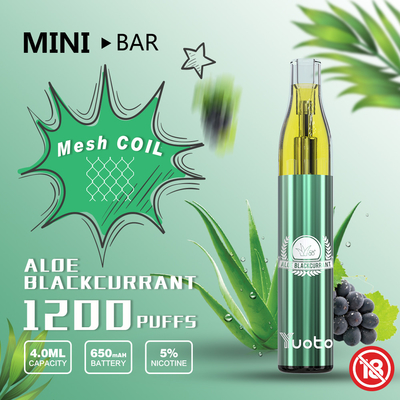 Yuoto MiniBar 1200 Puff Vape 15flavor E-Juice 4.0ml باتری 650mAh