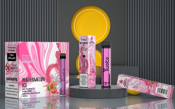 جریان هوای قابل تنظیم XXL 2500 Puffs Vape Device 7ML ساخته شده در Pod 1200mah