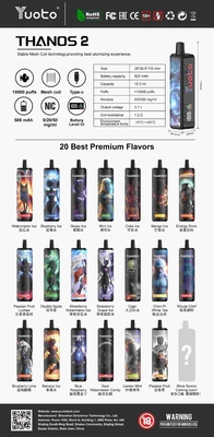 تجربه 23 طعم با YUOTO Disposable Vape با کویل DualMesh با توان 10-12 وات
